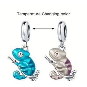 NWT Silver Temperature Changing 925 Sterling Silver Chameleon Charm‎ Bead Gift